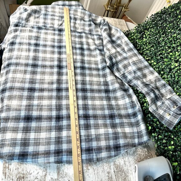 BTC Plaid Flannel Button Up Shirt Mens Large Blue Gray Black Western Country NWT - Picture 4 of 10
